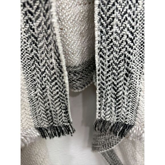 Express Bohemian sleeveless Poncho cotton blend one size Ivory Fringe - Picture 3 of 7